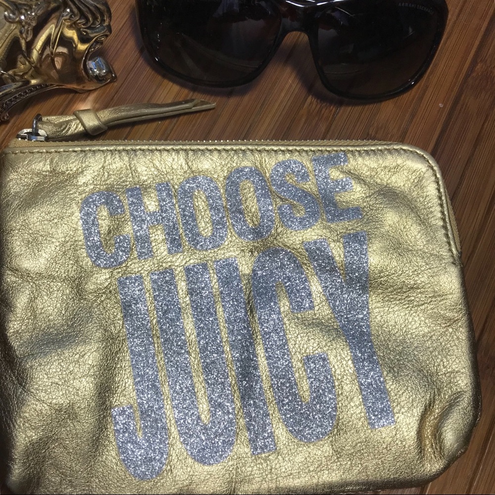 Vintage Rare Juicy Couture Gold Leather Wristlet